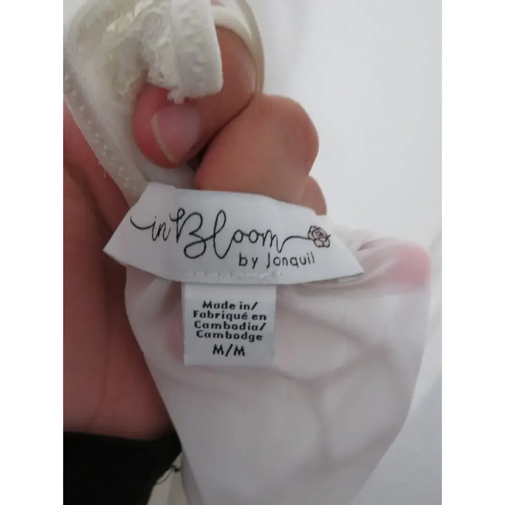 In Bloom by Jonquil Women Sz M White Sheer Lace Slip Dress Delicate Feminine